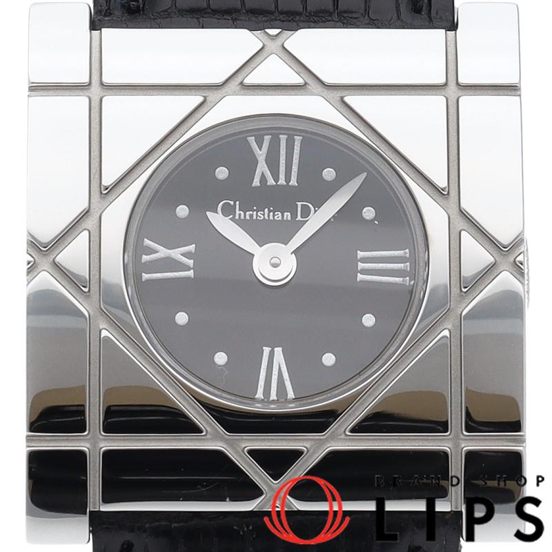！kankan ！Dior ディオール D82 クールカレ SS ブラック ディオール クールカレ レディース時計 D82-100 SS/革 ブラック 美品