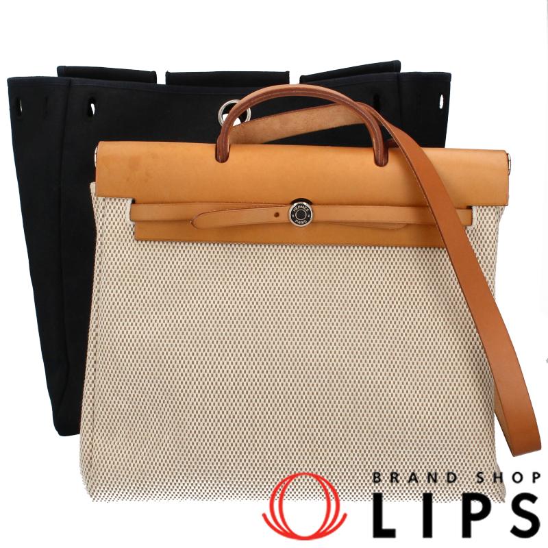 HERMES エルメス エールバッグMM トワルGM/カーフ レディース トート 