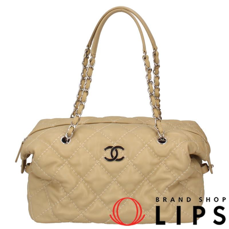 CHANEL シャネル ワイルドステッチ チェーントートバッグ ラムスキン  