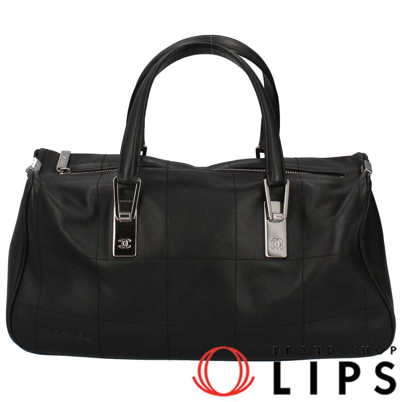 CHANEL シャネル ラムスキン チョコバー ミニボストンバッグ ブラック 黒