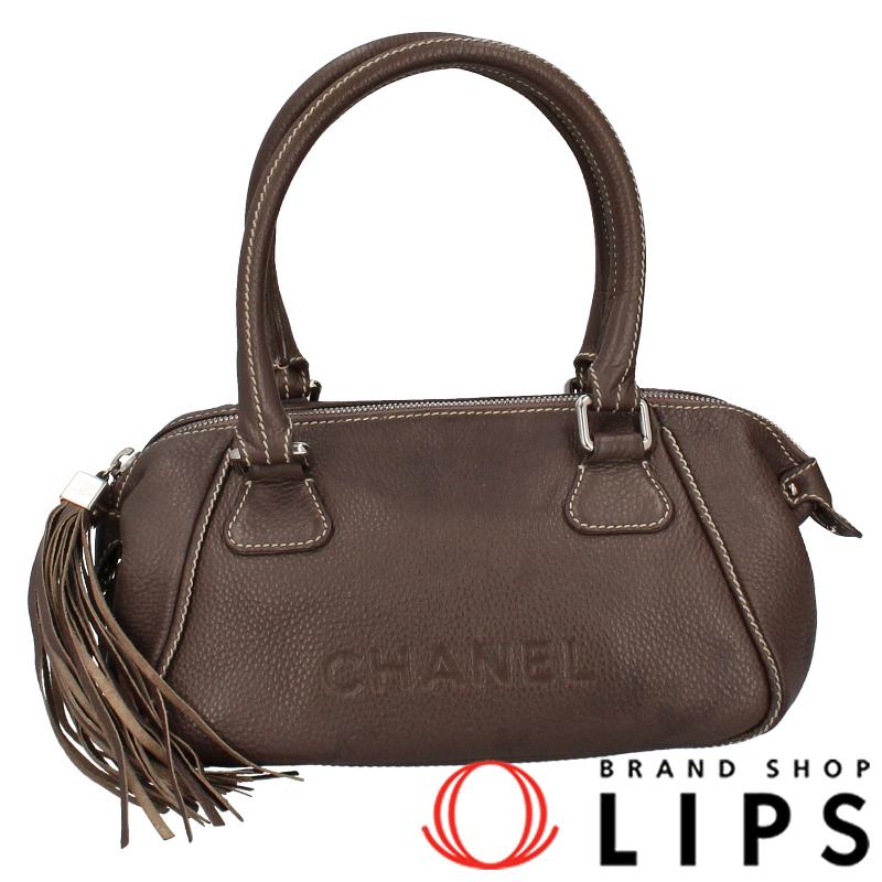 CHANEL シャネル フリンジ ミニボストンバッグ レザー レディース 