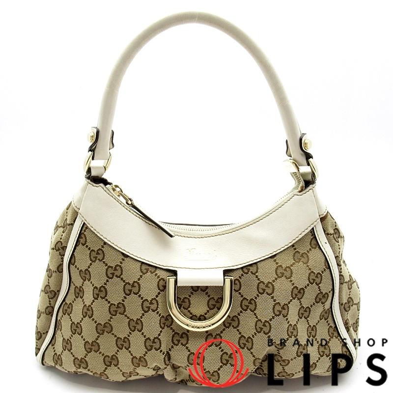 グッチ ハンドバッグ アビーライン GG柄 キャンバス レザー 革 ベージュ