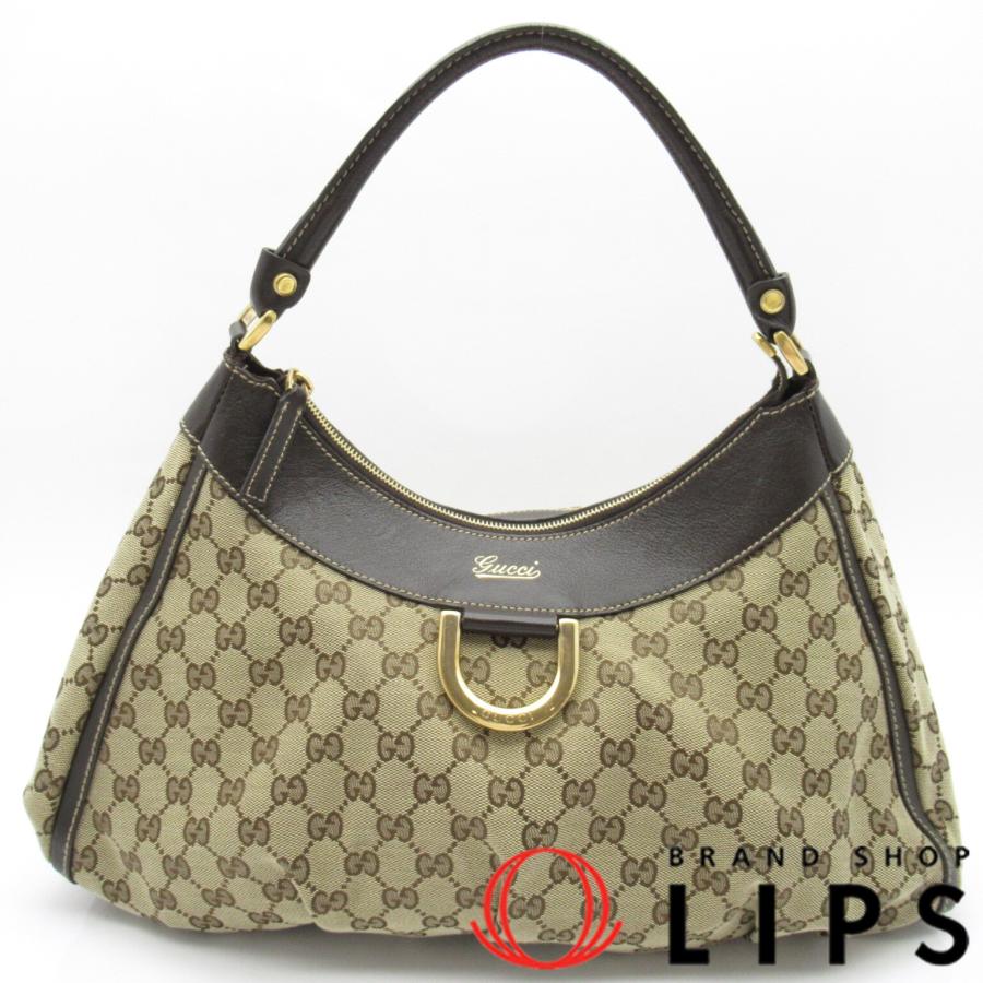 GUCCI ハンドバッグアビーラインGGキャンバス×レザーワンショルダー