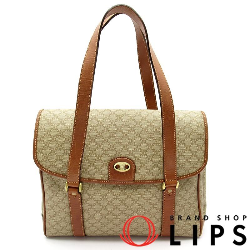 CELINE セリーヌ マカダム ハンドバッグ PVC×レザー レディース