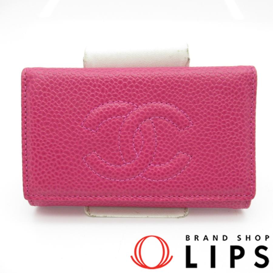 【良品】シャネル キーケース マトラッセ キャビアスキン ピンク CHANEL CHANEL（シャネル） キーケース6 A13502 キャビアスキン レディース