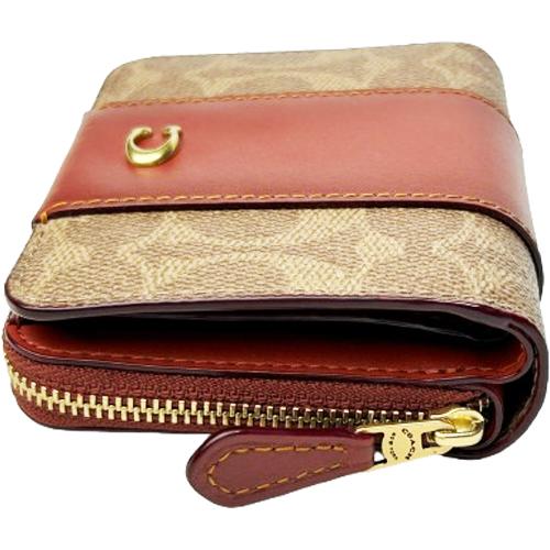 新品☆COACH(コーチ)折り財布　ブラウン シグネチャー レザー 二つ折り財布 コーチ COACH 財布 メンズ 二つ折り財布 シグネチャー レザー