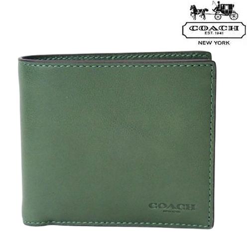COACH（コーチ） セール 財布 メンズ ニつ折り財布 緑 グリーン