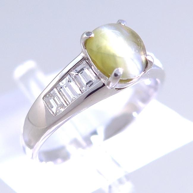 Pt900 プラチナ リング 指輪 クリソベリルキャッツアイ1.920ct 