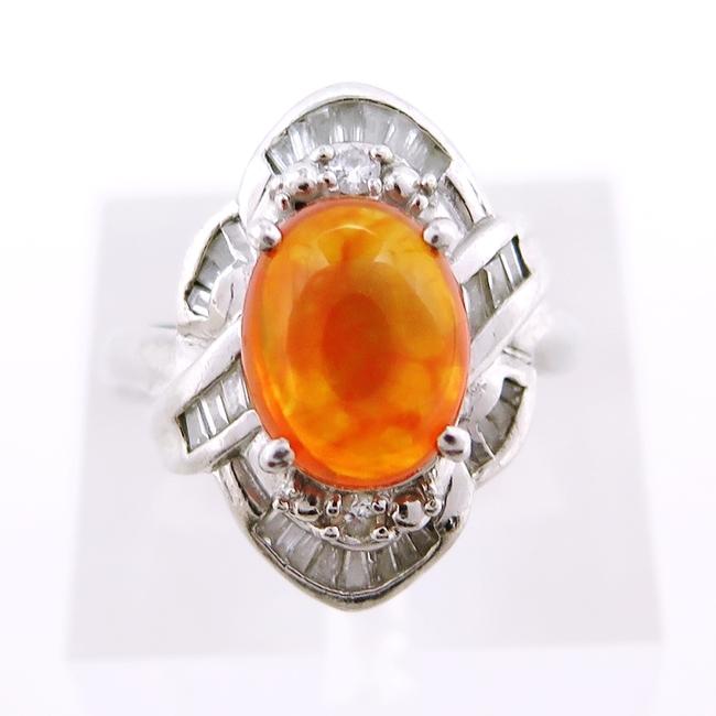 Pt900☆プラチナ リング 指輪 エスニック ファイヤーオパール2.090ct 