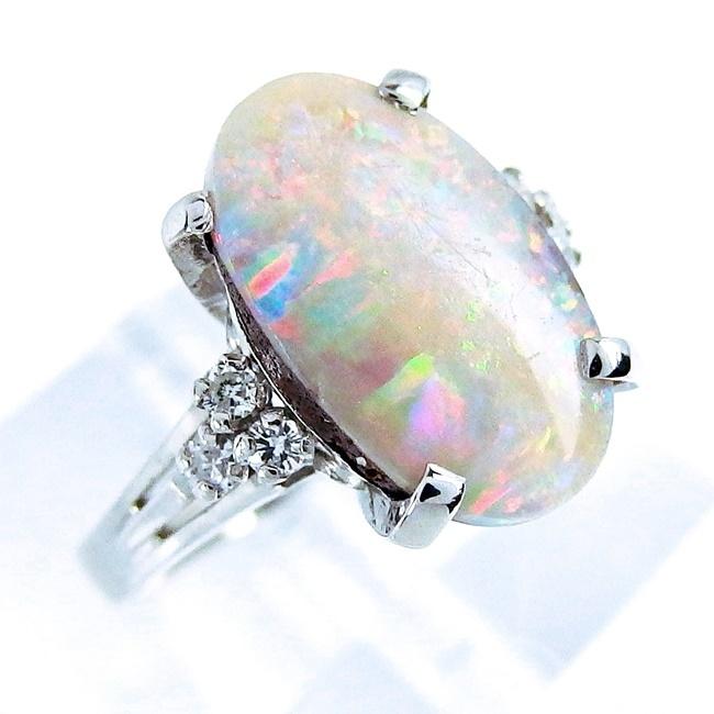 ５５ 以上節約 指輪 プラチナリング Pt900 10月誕生日 プラチナリング プレゼント 記念 ボルダーオパール 中古 13号 ダイヤモンド0 14ct 10月の誕生石 レディースアクセサリー