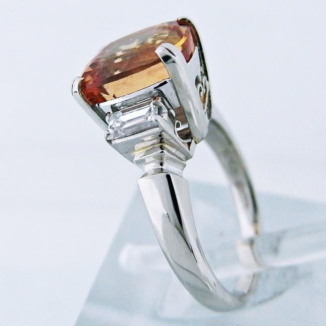 Pt900 ☆ プラチナ 指輪 リング ◇インペリアルトパーズ5.50ct 