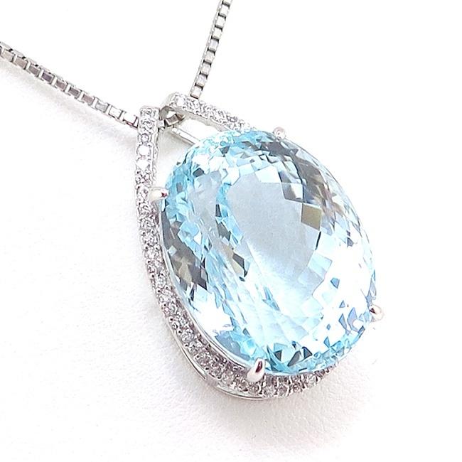 Pt900/850 プラチナ ネックレス アクアマリン45.503ct ダイヤモンド 