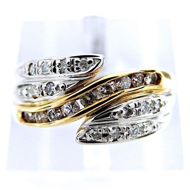 Pt850/K18YG ☆リング 指輪 ◇ダイヤモンド0.32ct 4月誕生石 ○12＋号 