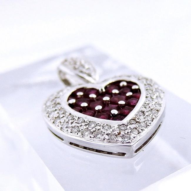 ルビー0.25 ダイヤモンド0.03 ハートK18WG ペンダントトップ