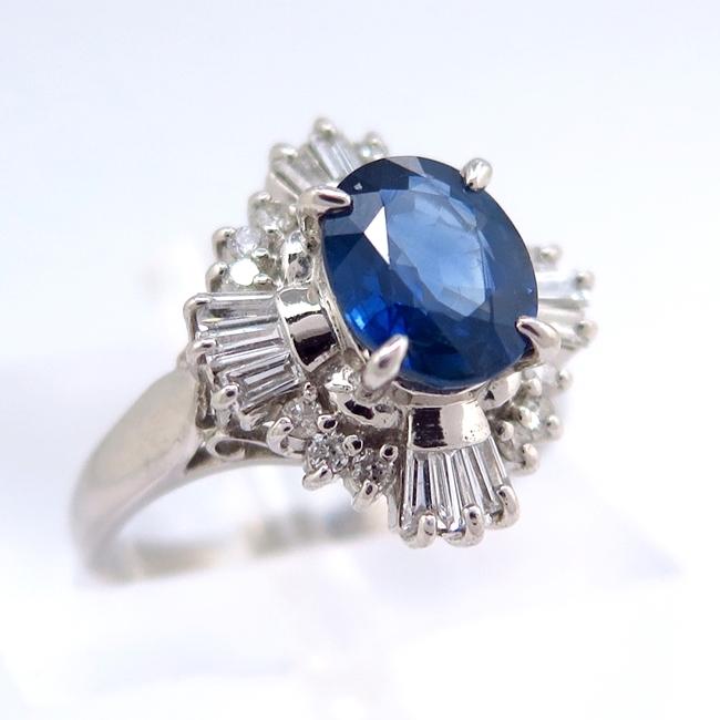 Pt900 プラチナ リング 指輪 サファイア1.690ct ダイヤモンド0.430ct 4 