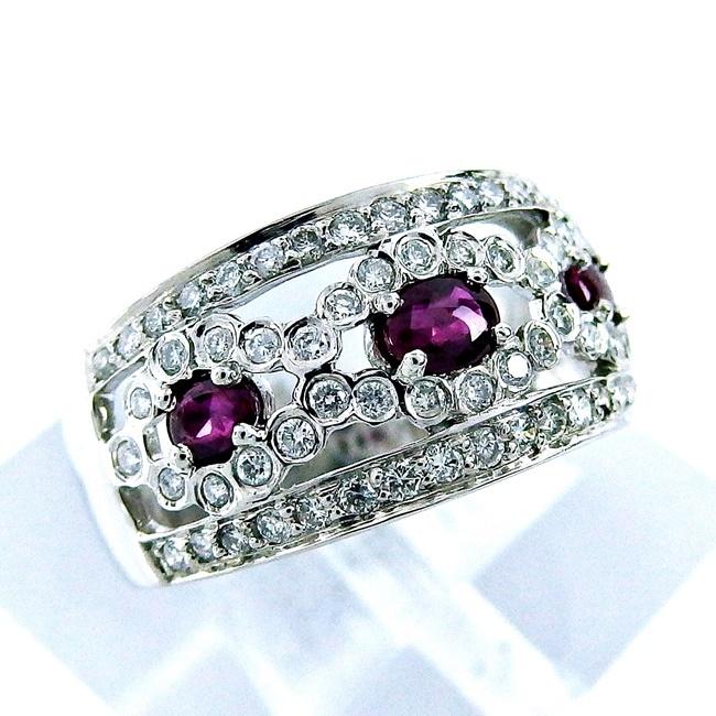 競売 送料無料 ビーリング７月誕生日 E7153 4652 中古 鑑別書付 12 号 ダイヤモンド0 50ct 7月誕生石 ルビー0 54ct リング Pt900 幅広 ダイヤ レディースアクセサリー