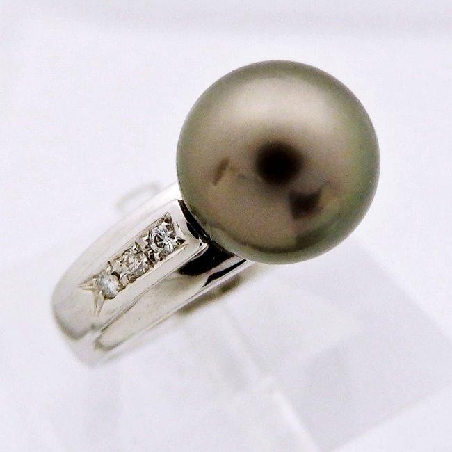 TASAKI 【田崎真珠】Pt900 ☆リング 指輪 ブラックパール10.1mm  