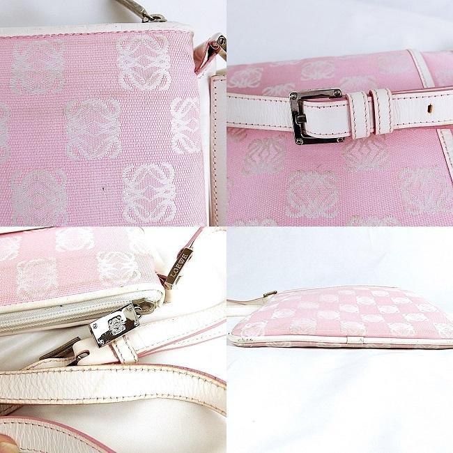 LOEWE 【ロエベ】キャンバス×レザー☆マチなしショルダーバッグ  