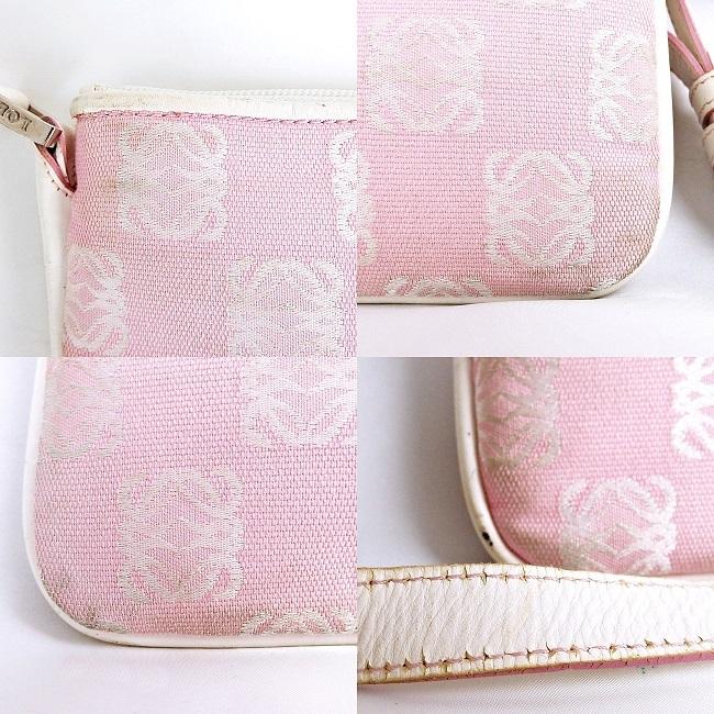 LOEWE 【ロエベ】キャンバス×レザー☆マチなしショルダーバッグ  