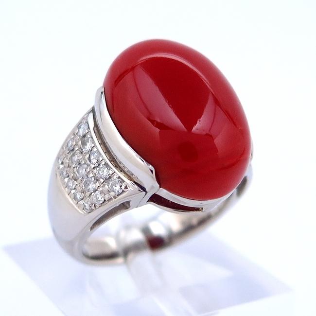 珊瑚　プラチナダイヤモンドリング 珊瑚 指輪 サンゴ プラチナ リング さんご 9.8mm(3月誕生石