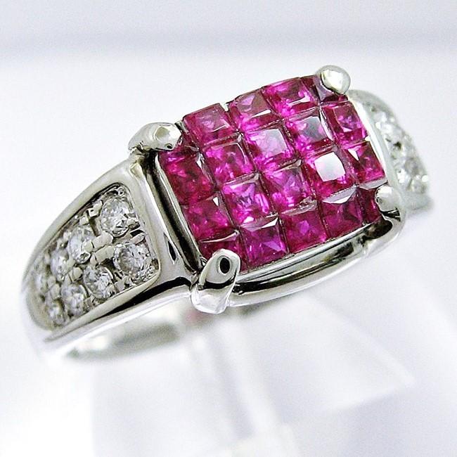 Pt900 ☆ リング 指輪 ルビー0.60ct 7月誕生石 ◇ダイヤモンド0.29ct  