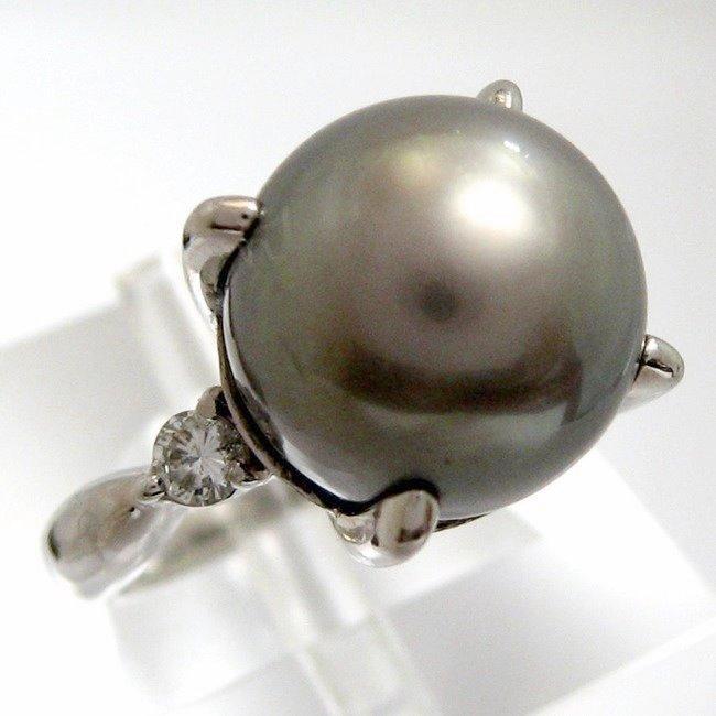 見事な創造力 Pt900 リング S778 11号 中古 ダイヤモンド0 21ct ６月誕生日 黒真珠12mm ブラックパール 指輪 レディースアクセサリー
