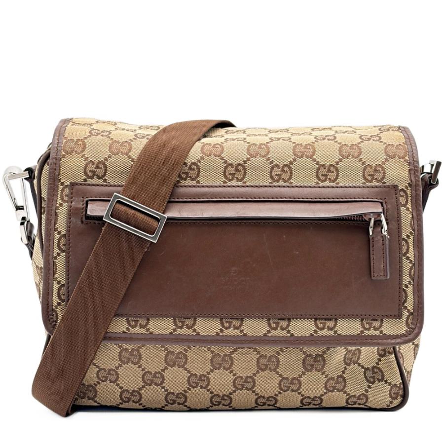 グッチ GGキャンバス ショルダーバッグ 28562 レザー ベージュ ブラウン レディース 斜め掛け クロスボディ GUCCI 중고