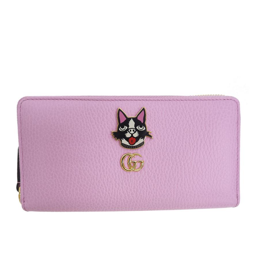 グッチ GGマーモント ボスコ ジップアラウンド ウォレット 長財布 499337 レディース ピンク 犬 GUCCI 未使用 中古｜brandshop-uprise