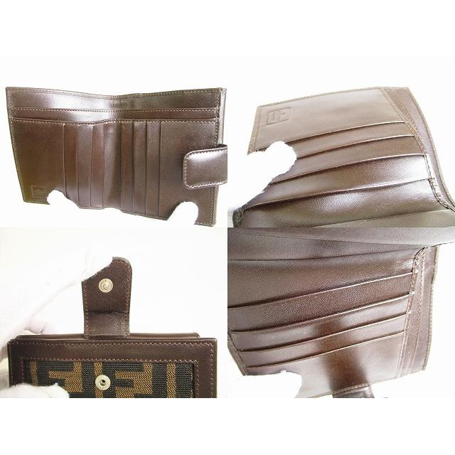 FENDI フェンディ ズッカ キャンバス レザー 2つ折り 財布 コンパクト