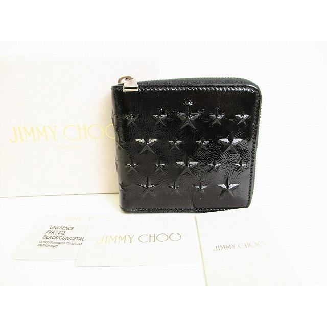 ジミーチュウ 東京のブランドショップのジミーチュウ Jimmy Choo エンボススタッズ レディース レザー 2つ折り 財布 未使用保管品 9095 財布 帽子 ファッション小物 レディース コンパクト財布 東京のブランドショップ メンズ