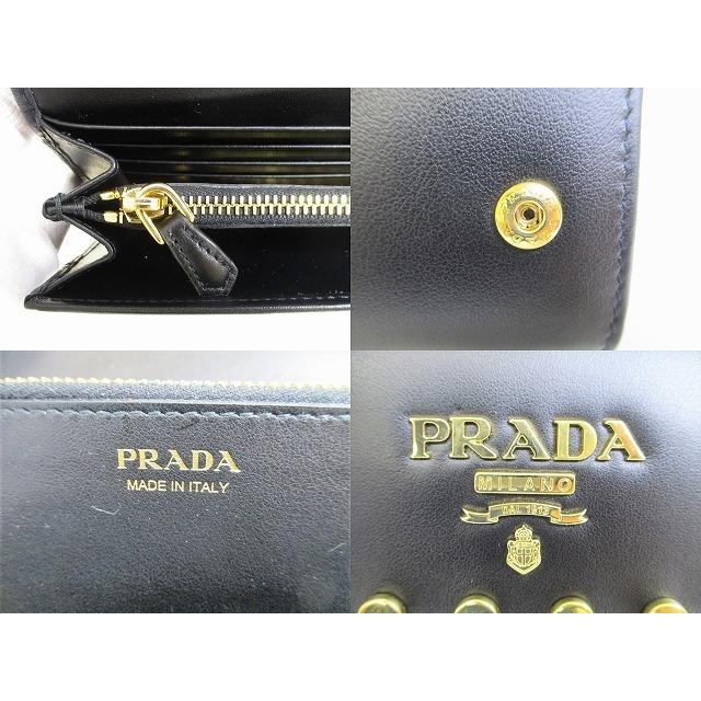 PRADA プラダ シティカーフレザー ゴールド金具 スタッズ 2 PRADA プラダ シティカーフレザー ゴールド金具 スタッズ 2