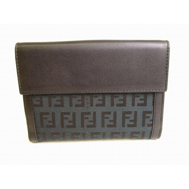 FENDI フェンディ ズッキーノ キャンバス レザー 2つ折り 財布  