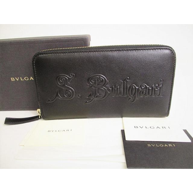 未使用BVLGARI ブルガリ ブルガリレザーラウンドジップ長財布 ブラック