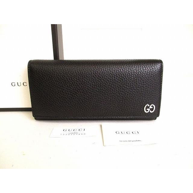 GG グッチ GUCCI メタル レザー 2つ折り 長財布 ロングウォレット  