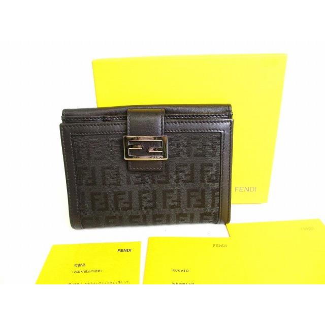 FENDI（フェンディ） ズッキーノ キャンバス レザー 2つ折り 財布