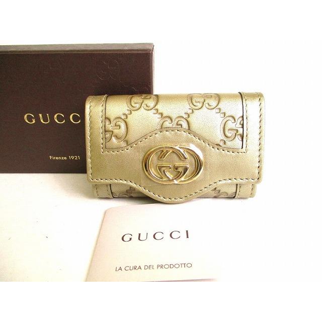 グッチ GUCCI シマ レザー インターロッキングG 6連 キーケース 