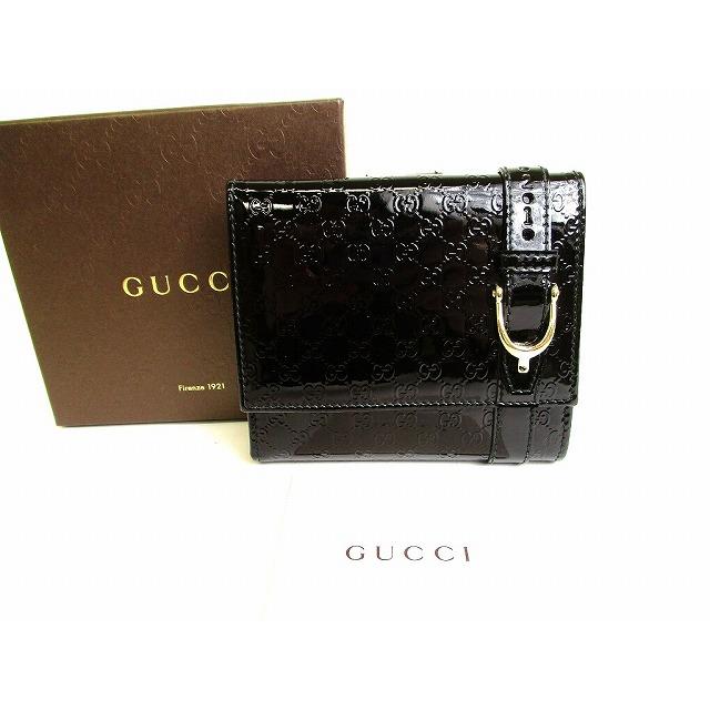 GG グッチ GUCCI マイクログッチシマ エナメル 2つ折り 財布 