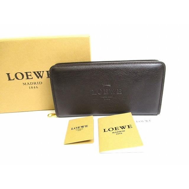 ロエベ LOEWE ロゴヘリテージ カーフスキン ゴールド金具 ラウンド 