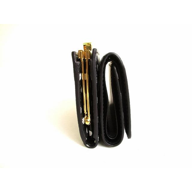 【新商品美品】ミュウミュウ 三つ折り財布 マドラス レザー 黒 金ロゴコンパクト miu miu（ミュウミュウ） マドラス レザー ドット柄 3つ折り 財布