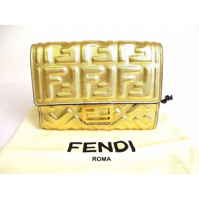 FENDI（フェンディ） ズッカ レザー バゲット財布 2つ折り コンパクト