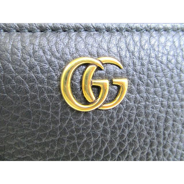 GG グッチ GUCCI マーモント バンブー付き レザー ラウンドファスナー 