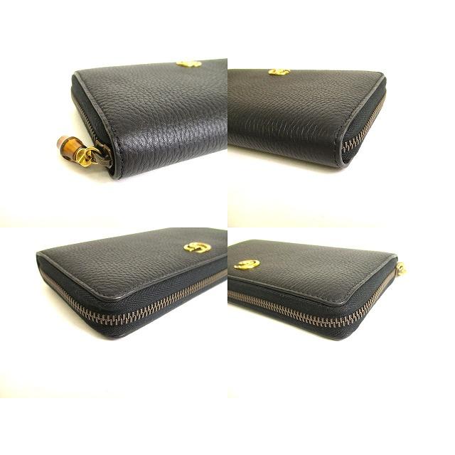 GG グッチ GUCCI マーモント バンブー付き レザー ラウンドファスナー  