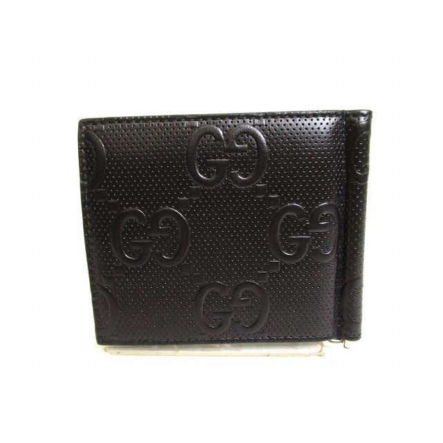 GUCCI グッチ　エンボスレザー マネークリップ GG グッチ GUCCI GGエンボス レザー マネークリップ付き 二つ折り