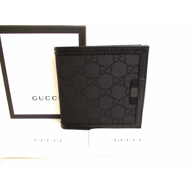 グッチ GUCCI GG ナイロン×レザー 2つ折り 財布 コンパクト財布 メンズ 