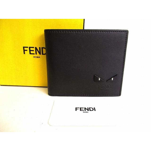 フェンディ FENDI バグズ アイ モンスター ソフトレザー 2つ折り 