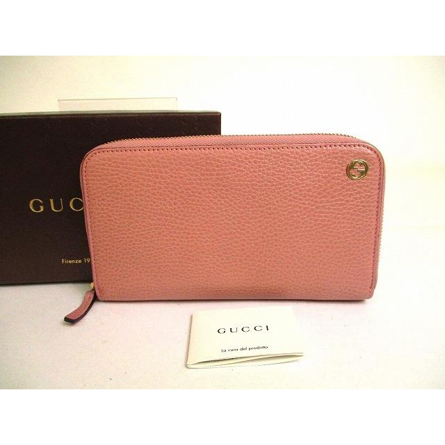 美品❤️ グッチ　ラウンドファスナー 財布　インターロッキング　 ゴールド金具 GG グッチ GUCCI インターロッキング G ゴールド金具 レザー ジップ