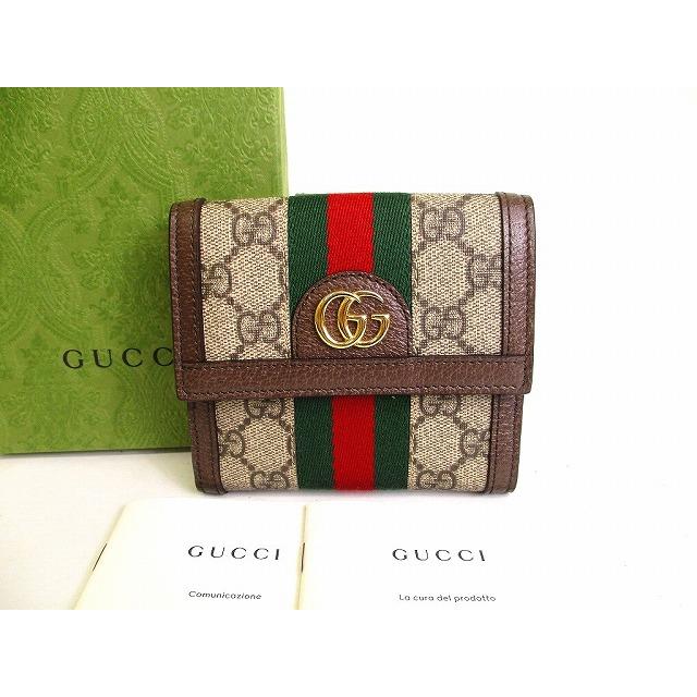 GUCCI グッチ オフィディア GG フレンチフラップウォレット 二つ折り財布 GG グッチ GUCCI オフィディア ウェブストライプ フレンチフラップ