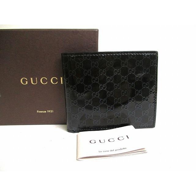 GG グッチ GUCCI マイクログッチシマ エナメル 2つ折り 札入れ 