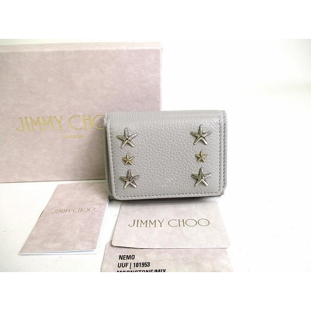 【美品希少】JIMMY CHOO  NEMO  スタースタッズ 三つ折り財布 JIMMY CHOO（ジミーチュウ） 三つ折り財布 NEMO AOR ネモ レディース