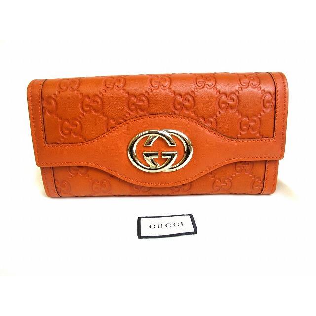 GG グッチ GUCCI シマレザー インターロッキングG スーキー 2つ折り 長  